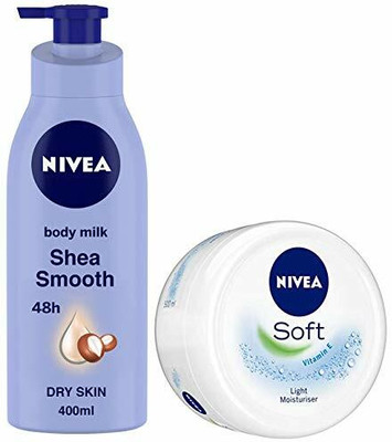 NIVEA Smooth Milk Lotion 400 Ml 1 Soft Light Moisturiser Cream 100 Ml ( Pack Of 2 )(500 ml)