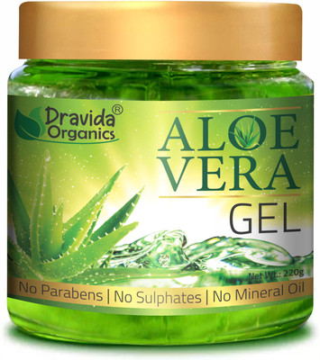 Dravida Organics Pure Aloe Vera Gel (220 Gram ) - Ideal for Skin Care, Face, Acne , Hair Treatment(220 g)