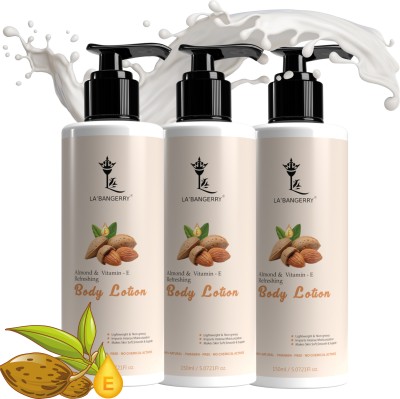 La'bangerry Almond Body lotion, 24H hydration, Non-Sticky & fast absorbing(450 ml)
