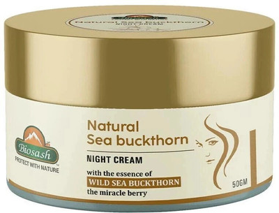 BIOSASH Natural Seabuckthorn Night Cream – Hydrating & Anti-Aging with Vitamin C & E(50 g)