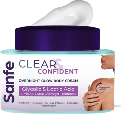 Sanfe Clear & Confident Overnight Glow Body Cream Reduces Dark Patches & Pigmentation(100 g)