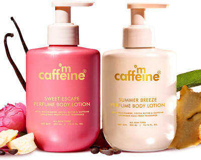 mCaffeine Perfume Body Lotion Combo | Shea Butter Deeply Moisturizes | Fruity & Aqua Scent(600 ml)