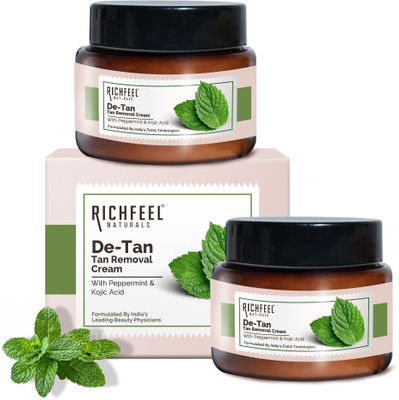 RICHFEEL De-tan Cream|Tan Removal|Peppermint, Honey & Cucumber |100 g(Pack of 2)(200 g)
