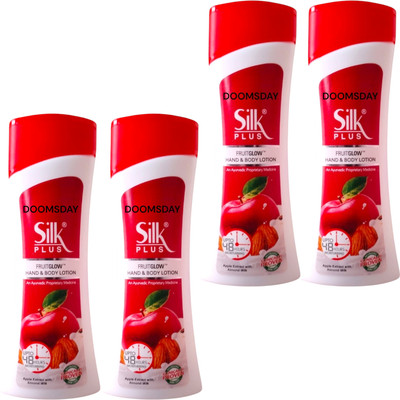 DOOMSDAY SILK PLUS HAND & BODY LOTION APPLE EXTRACT WITH ALOMAND MILK PACK OF 4(360 ml)