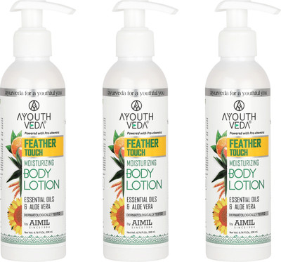 Ayouthveda Feather Touch Moisturizing Body Lotion With Essential Oil (Pack of 3, 200 ml)(600 ml)