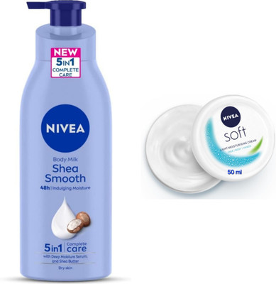 NIVEA Shea Smooth Body Lotion - 400ml & Soft Light Moisturising Cream - 50ml(450 ml)