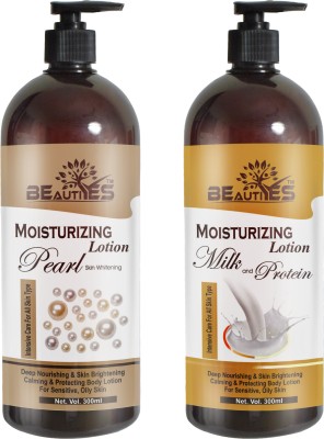 BEAUTIYES Skin Whitening Pearl Face Moisturising Lotion & Milk Protein Lotion Combo(600 ml)