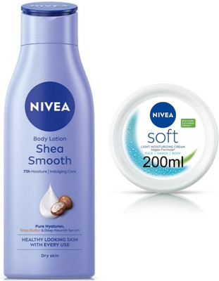 NIVEA Smooth Milk 200ml & Soft Cream 200ml set of 2(400 ml)