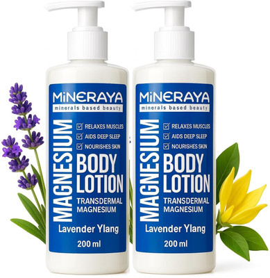 MINERAYA Magnesium Body Lotion Magnesium Minerals Aid Deep Sleep, Relax Muscles Pack of 2(400 ml)