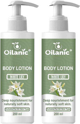Oilanic White Lily Body Lotion Skin Lightening & Whitening, Hand & Body Lotion 200MLx2(400 ml)