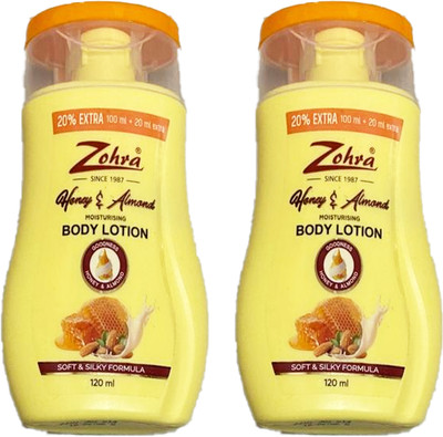 MOSKLIN ZOHRA HONEY & ALMONDS BODY LOTION FOR NOURISH & MOISTURE SKIN PACK OF - 100g x 2(200 ml)