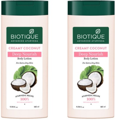 BIOTIQUE Creamy coconut body lotion 180 ml (Pack of 2)(360 ml)