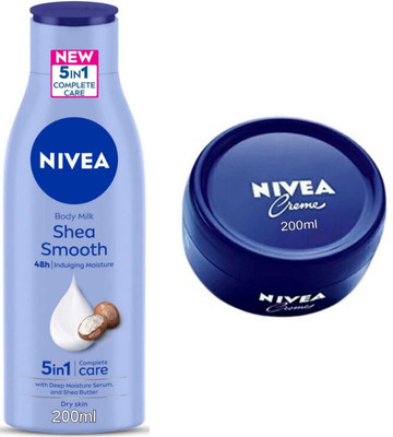 NIVEA Shea Smooth Milk body lotion 200ml And Creme 200ml Set of 2(400 ml)