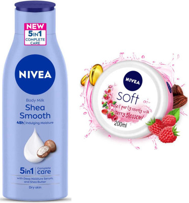 NIVEA Shea Smooth Milk 200ml and Berry cream set of 2pc(400 ml)