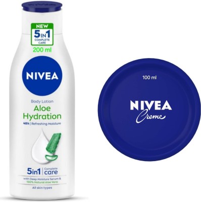 NIVEA Aloe Hydration Body Lotion - 200ml & Cream - 100ml (Pack of 2)(300 ml)