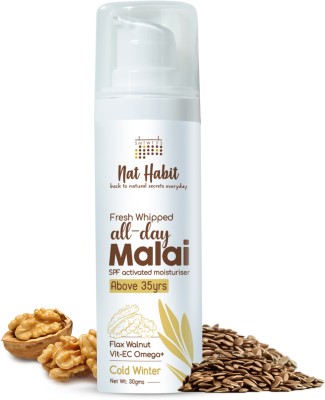 Nat Habit Summer Malai Face Cream Fresh Whipped Flax Walnut With Vitamin E|C & Omega+(30 g)