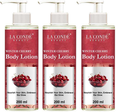 La'Conde Cherry Blossom Body Lotion 200ml X 3 Daily Skin Brightening Sakura Moisturizer(600 ml)