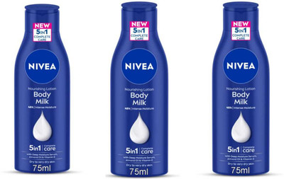 NIVEA bodymilk 75ml bodylotion pack of 3(225 ml)