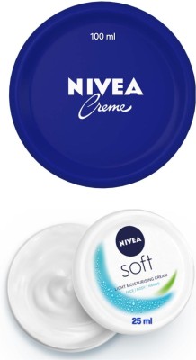 NIVEA Cream - 100ml & Soft Light Moisturizing Cream - 25ml (Pack of 2)(125 ml)