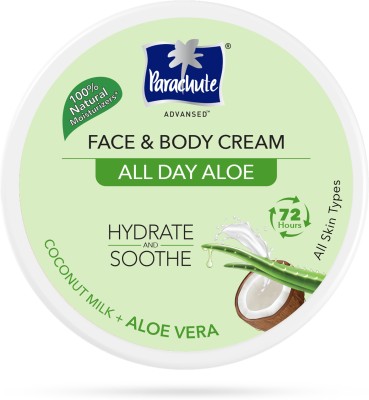 Parachute Advansed All Day Aloe Face and Body Cream, Moisturiser for face and body, 100% Natural  (280 ml)