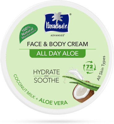 Parachute Advansed All Day Aloe Face and Body Cream, Moisturiser for face and body, 100% Natural (280 ml)
