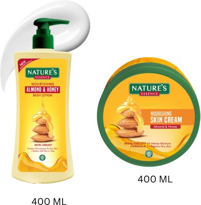 Nature's Nourishing Almond & Honey Body Lotion (400 ml) and Nourishing Skin Cream, 400gm(800 ml)