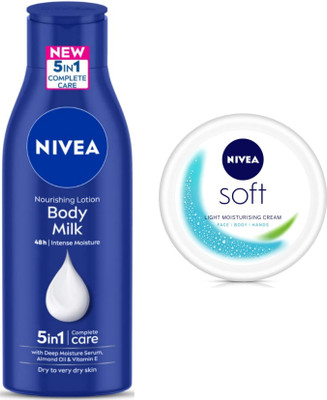 NIVEA Bodymilk 200ml & Soft Cream 100ml Combo(400 ml)