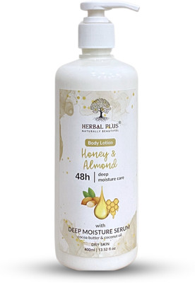Herbal Plus Moisturizing Body Lotion | Honey & Almond | with cocoa butter & coconut oil(400 ml)