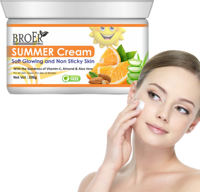 BROER Summer Cream with Vitamin C, Aloe vera & Almond | Moisturizer Lotion For Summer(200 g)