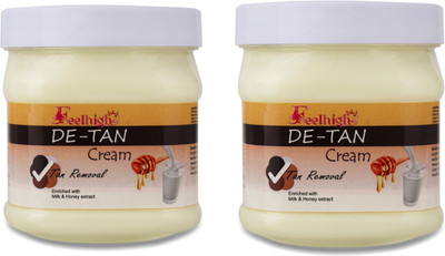 feelhigh De-tan -Tan removal cream enriched with Milk & honey- pack2(500 ml)