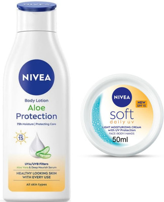 NIVEA Shea Smooth Lotion 200ml & Soft Daily UV Cream 50ml(300 ml)