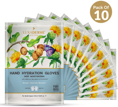 LuxaDerme Hydration Gloves, Deep Moisturizing for soft & smooth hands. Pack of 10(150 ml)