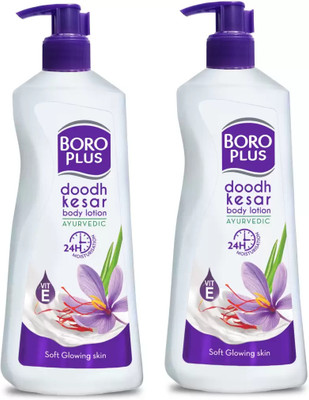 BOROPLUS Body Lotion |24 hour moisturisation|Dhoodh, Badam & Kesar Pack of 2(400 ml)