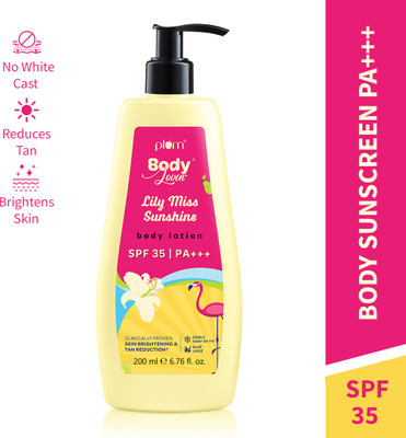 Plum Sunscreen - SPF SPF 35 PA+++ BodyLovin' Lily Miss Sunshine Body Lotion SPF 35 PA+++ - Brightens & Cools Skin(200 ml) Plum Sunscreen - SPF SPF 35 PA+++ BodyLovin' Lily Miss Sunshine Body Lotion SPF 35 PA+++ - Brightens & Cools Skin(200 ml)