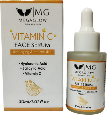 MG MEGAGLOW with slogan Shine with Smile Face Serum Enriched with Vitamin C Hyaluronic Acid For Glowing Skin Anti Ageing(30 ml)