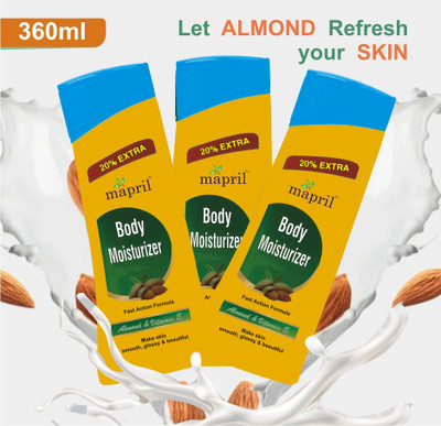MAPRIL Body Lotion with Almond/Vitamin E for Bright Smooth Long Lasting Moisturize Skin(360 ml)