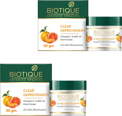 BIOTIQUE Clear improvement Vitamin C SPF 30 Face Cream - 50g (Pack of 2)(100 g)