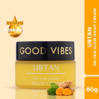 GOOD VIBES Ubtan De-Tan Glow Night Cream | Tan Free, Skin Brightening, Depigmentation(80 g)