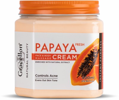 Gracellon Papaya Fresh Face & Body Massage Cream |Controls Acne | Fairer Comlexion(400 ml)