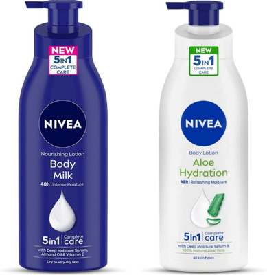 NIVEA Body Lotion 400ML (Pack Of 2) - Body Milk & Aloe Hydration(800 ml)