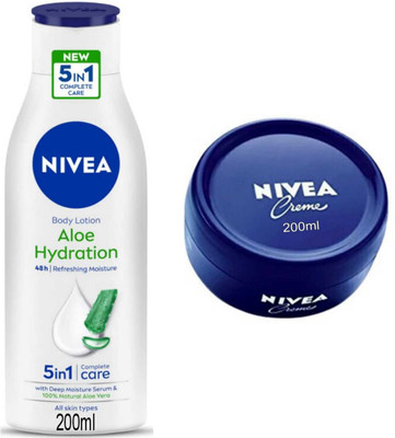 NIVEA Aloe Hydration body lotion 200ml And Creme 200ml Set of 2(400 ml)