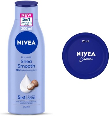 NIVEA Shea Smooth Body Lotion - 200ml & Cream - 25ml (Pack of 2)(225 ml)