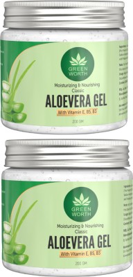 Greenworth GREEN WORTH Pure and Natural Aloe vera Gel for face & skin (Paraben Free)(400 g)