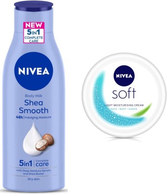 NIVEA Smooth milk 200ml & Soft Creme 100ml Combo(300 ml)