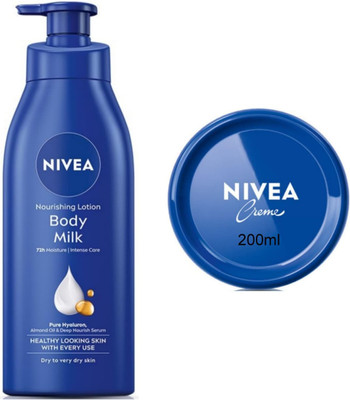 NIVEA Bodymilk 400ml Blue creme 200ml Set of 2(600 ml)