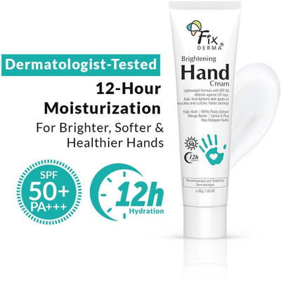 Fixderma Brightening Hand Cream with SPF 50 Hand Moisturizer for Dry, Rough & Itchy Hands(30 g)