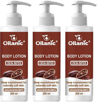 Oilanic Winters Long Lasting Cocoa Butter Body Lotion 24Hrs Moisturization 200ML X 3(600 ml)