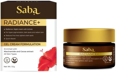 Saba Radiance+ Night Gel Cream with Niacinamide, Cocoa Extract & Actives pack of 2(100 g)