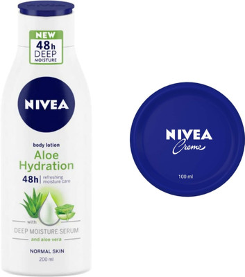 NIVEA Aloe Hydration Body Lotion 200 ML & Creme 100 ML(300 ml)