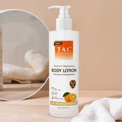 TAC - The Ayurveda Co. Vitamin C Brightening Body Lotion With Lemon & Orange Extract | Retain Moisture(250 ml)